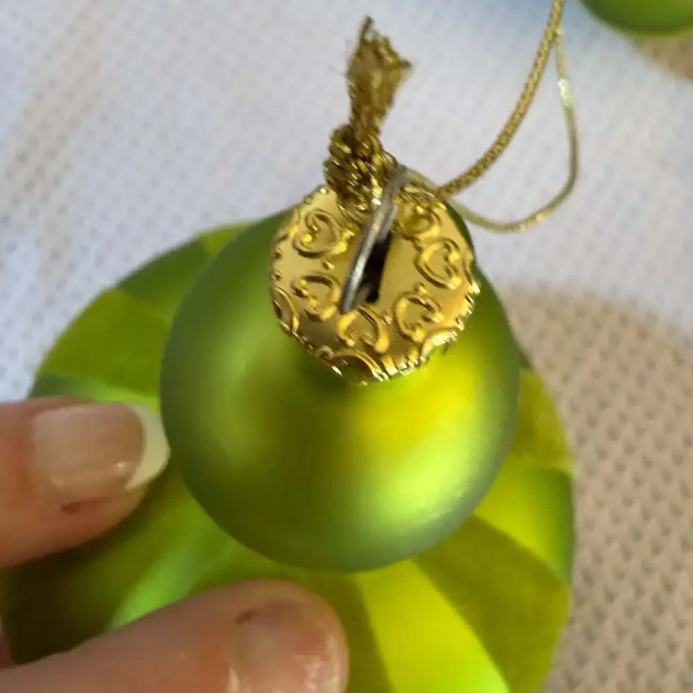 Lime Green Velvet Stripe Finial Christmas Ornament